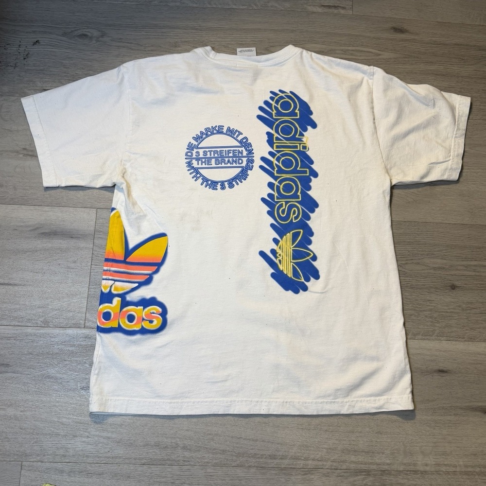 Adidas Originals Graphic T Shirt Men's L White Trefoil Logo Streetwear Tee - Picture 9 of 10